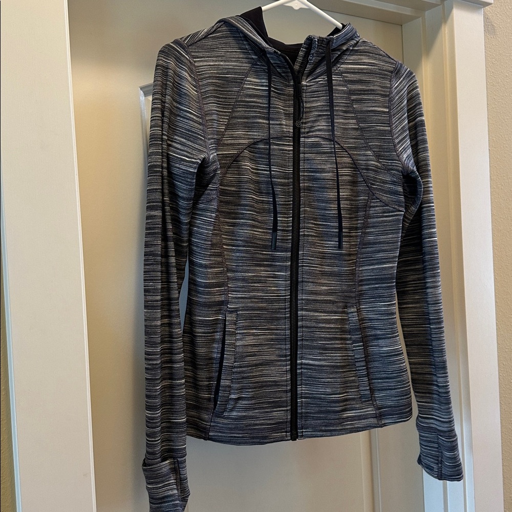 Lululemon Hooded Define Jacket Nulu Heathered Black/White/Gray Size 8